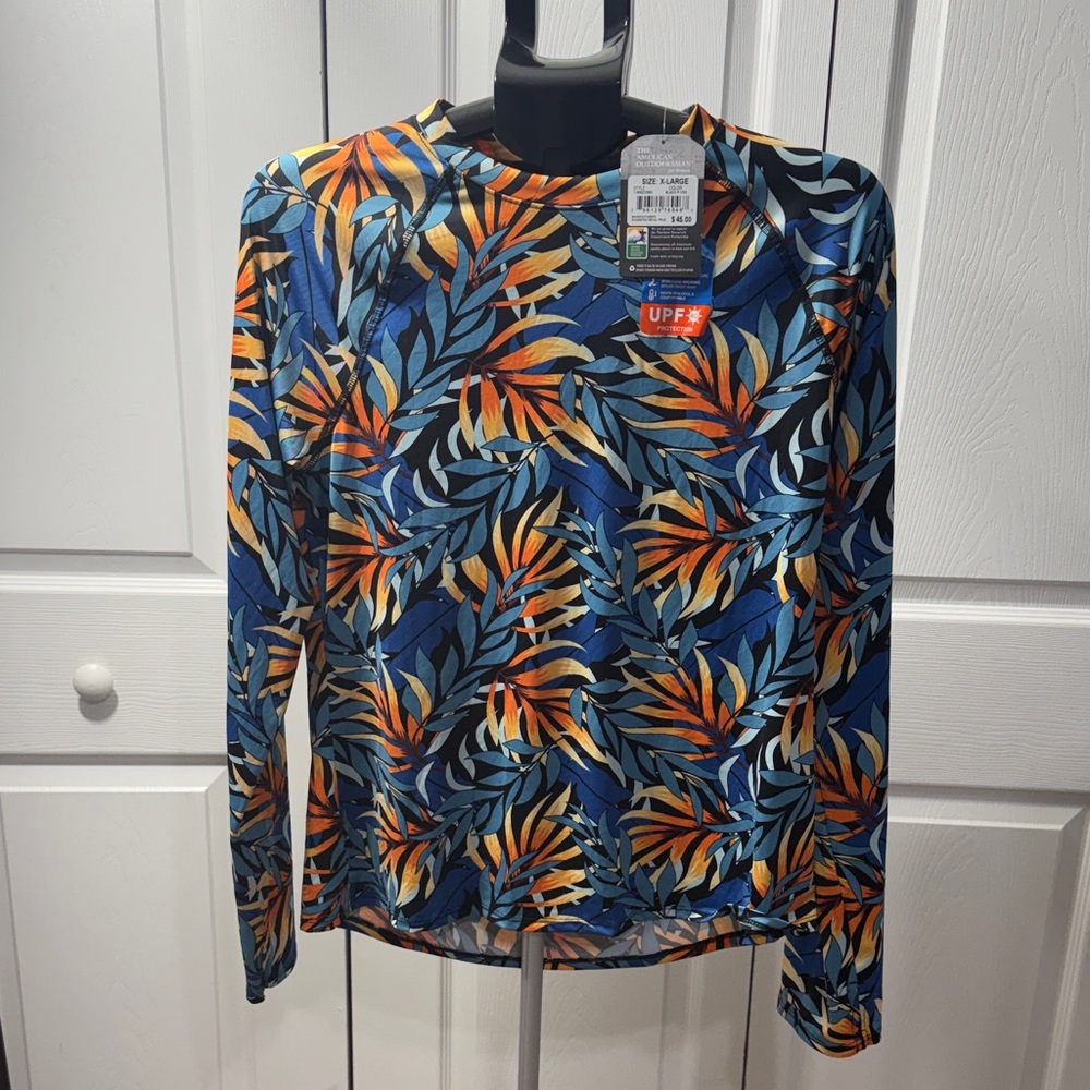 Tropical Leaf Print Swim Coverup